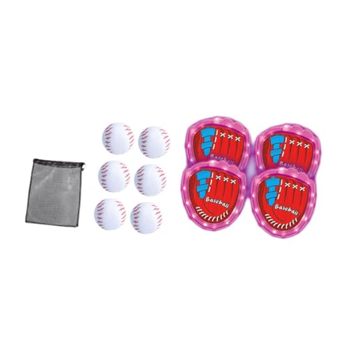 Harilla Wurf- und Fangspiel-Set, Werfen von klebrigen Bällen und Fangspielzeug, leuchtendes klebriges Ballspielzeug für Kinder, Freizeit-Spielset für den, Rosa mit Tennis von Harilla