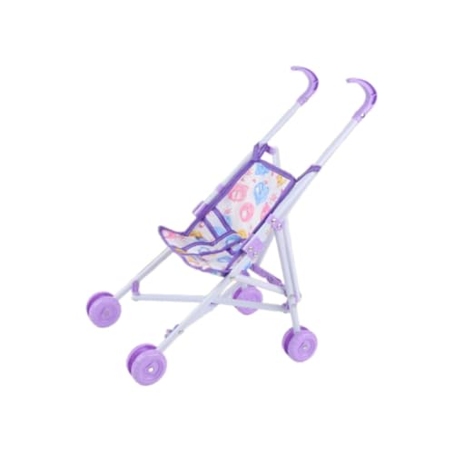 Harilla Zusammenklappbarer Puppenwagen, Puppenzubehör, Lernaktivitäten, Simulations-Kinderwagenspielzeug, Schiebewagenspielzeug für Kinder im Alter von 1 2 3, Violett von Harilla