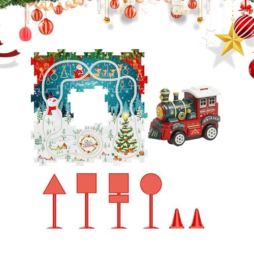 Elektroauto-Puzzle-Schienenspielzeug – Weihnachts-Schienenauto-Puzzle-Schiene | Mädchen Elektroauto Schienenspielzeug Zusammenbauen | Lernspielzeug Für Kinder Im Alter Von 3–6 Jahren. Spannende von Harmoousue