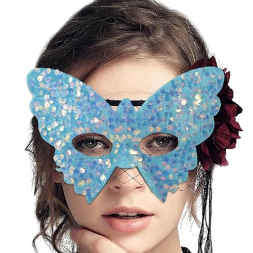 Harmoousue Maskerade halbes Gesicht, glitzerndes Maskerade-Gesicht, Pailletten-Gesichtsdekoration – Pailletten-Design, halbes Gesicht, Mädchen, Kostüm, , Cosplay von Harmoousue