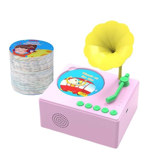 Kleinkind-Grammophon-Musikspielzeug – Kinder-Grammophon Mit 96 Karten | Plattenspieler Für Kinder | Kinder Phonograph Story Music Player Interaktives Lernspielzeug Tragbar Für Und Mädchen von Harmoousue