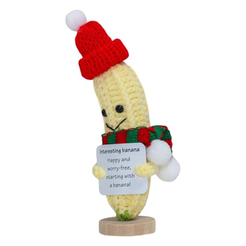 Positive Häkelbanane – Plüschbanane Zur Emotionalen Unterstützung | Weihnachts-Häkeldekor, Emotionale Unterstützung, Plüsch-Banane | 15 Cm Kleines Obst-Häkelspielzeug, Bananen-Strickpuppe Für U von Harmoousue