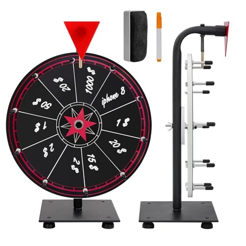 Preisrad – Preisdrehrad | buntes Roulette-Rad | 30,5 cm trocken abwischbares Tombola-Rad mit Löschmarkern und Radiergummi – 10 Schlitze, robustes, bearbeitbares Spinnrad für Glücksspiel von Harmoousue