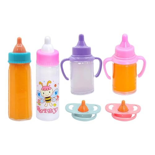 Puppenfütterungsset - Magische Milchflasche Für Babypuppen | Kleinkindpuppen-Fütterungszubehör, Zauberpuppe Mit Verschwindender Milch Und Saftflasche, Spielflaschen Mit Verschwindender Milch Und Saft von Harmoousue