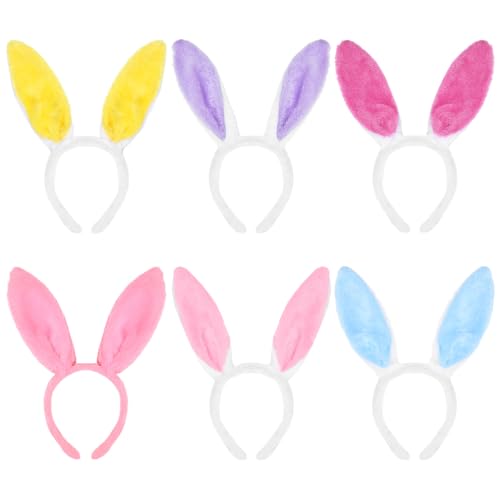 6 Stück Hasenohren Haarreif für Kinder Erwachsene, Plüsch Osterhasen Ohren Kaninchen Hasen Haarreif Ostern Stirnband Party Dekoration Kostüm Cosplay (Plüsch) von HarnyLoom