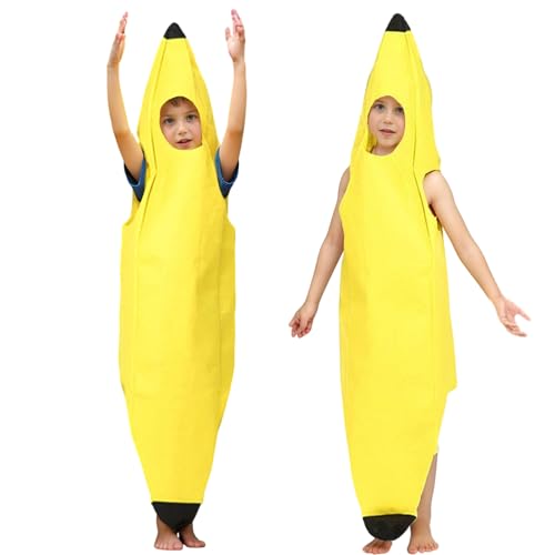 Bananen Kostüm Kinder, Bananenkostüm Mädchen Jungen Lustig Obstkostüm Karneval Halloween Faschingskostüme Party von HarnyLoom