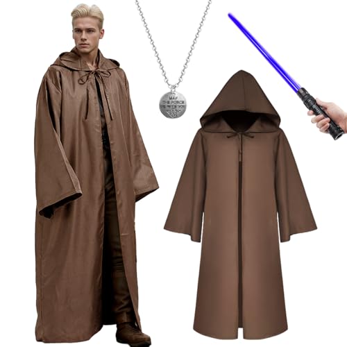 HarnyLoom Verkleidung für Erwachsene, Guerrier-Laser-Säbel-Cape-Noir-Kostüm Halloween-Karneval mit Guerrier-Militaire-Verkleidung Herren Damen-Accessoire Party-Dessin-Animé-Cosplay (Braun, L) von HarnyLoom