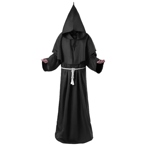 HarnyLoom Verkleidung für Erwachsene, Guerrier-Laser-Säbel-Cape-Noir-Kostüm Halloween-Karneval mit Guerrier-Militaire-Verkleidung Herren Damen-Accessoire Party-Dessin-Animé-Cosplay (Schwarz, 2XL) von HarnyLoom