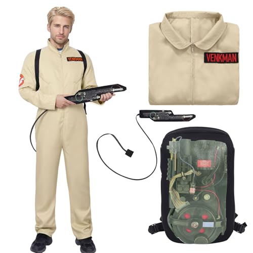 Herren-Kostüm Ghosl-Jäger Venkman, Overall und aufblasbarer Protonenrucksack, klassisches 1984er-Kostüm, Erwachsenenkostüm, Halloween-Outfit (XL) von HarnyLoom