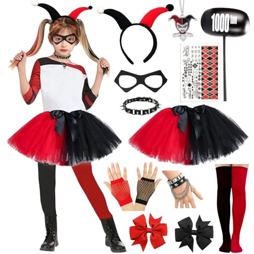 Quinn Kostüm Kinder Suicide Tutu Kleid Stirnband Strümpfe Haarnadeln Handschuhe Karneval Halloween Cosplay von HarnyLoom