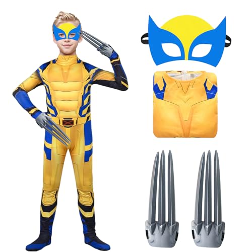 Superhelden-Kostüm, Superhelden-Kostüm, für Jungen und Mädchen, Cosplay, Overall, Zubehör, Kindermaske, figurbetonter Overall, Halloween, Karneval (120) von HarnyLoom