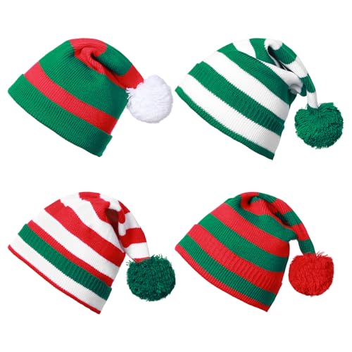 Weihnachten Winter Strickmütze Weihnachtsmann Urlaub Party Warme Weihnachtsmütze Grün Rot Unisex Erwachsene 4 Designs (Drei) von HarnyLoom