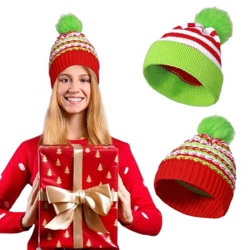 Weihnachten Winter Strickmütze Weihnachtsmann Urlaub Party Warme Weihnachtsmütze Grün Rot Unisex Erwachsene 4 Designs (Vier) von HarnyLoom