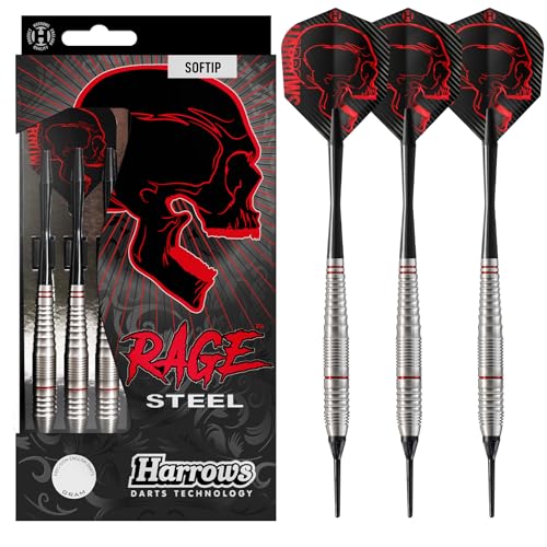 Harrows Rage Tungsten Style Darts | Softdarts-Set mit Tragetasche | 18 und 20| Enthält Speedline-Schäfte und 100-Mikron-Rage-Flights von Harrows