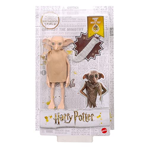 Mattel Harry Potter Sammelfigur Dobby der Hauself in altes Leintuch gekleidet, mit Socke als Zubehörteil, als Geschenk für Sammler und Kinder ab 6 Jahren, GXW30 von Harry Potter