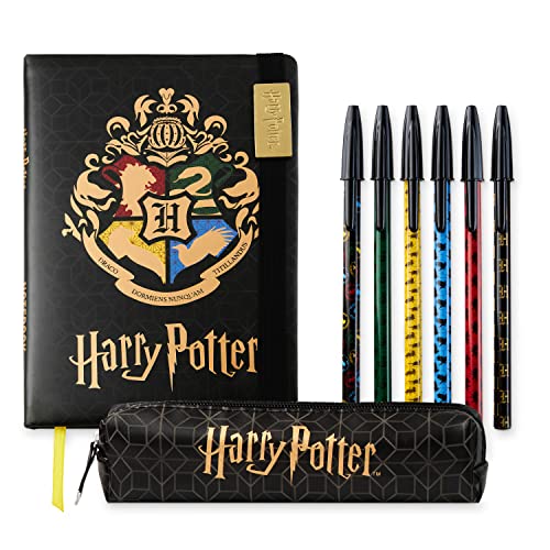 Harry Potter Geschenke, Harry Potter Notizbuch A5 Magic Diary für Jungen, Mädchen und Erwachsene, Schreibwaren-Set mit Harry Potter Mäppchen und Stifte, Harry Potter Merch, Schwarz/Gol von Harry Potter