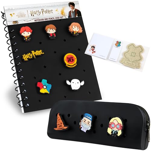 Harry Potter Notizbuch DIN A5 Schreibset mit Federmäppchen und Chibi-Charakter-Pins von Harry Potter