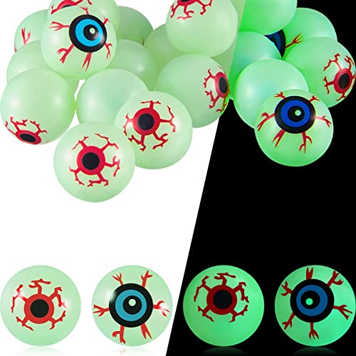 38 Stück Halloween Augäpfel Hüpfbälle Gruselige Augäpfel Blau und Rot Leuchten im Dunkeln Augäpfel 32 mm Halloween Leuchten Hüpfende Hohl Kugeln für Leckereien Kindergeburtstag Party Deko von Harrycle