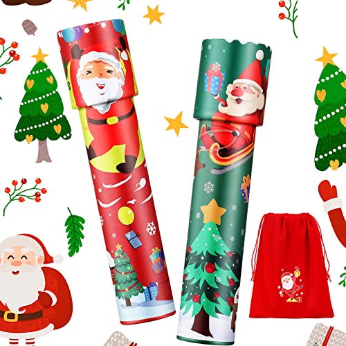 Harrycle 2 Stück Weihnachten Kaleidoskope Weihnachtsstrumpf Füller Pädagogisches Kaleidoskop Spielzeug mit 1 Flanell Weihnachten Geschenk Säcke Geburtstag Geschenk für Jungen und Mädchen Party Deko von Harrycle