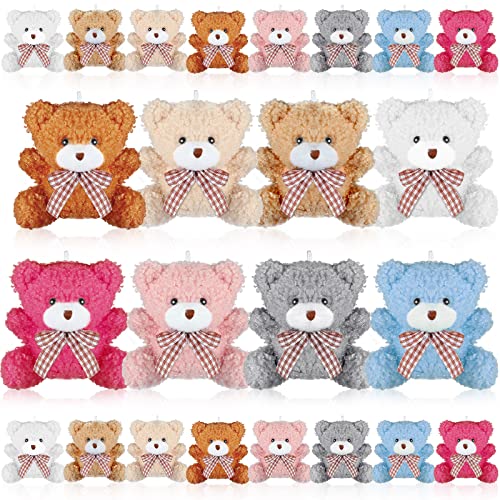 Harrycle 24er Pack Mini Teddybär Klein 8 cm Mini Kuscheltier Spielzeug Plüsch Mini Bären Plüschtiere Dekoration für Mädchen Teenager DIY Schlüsselanhänger Abschluss Geburtstag Hochzeit Gastgeschenk von Harrycle