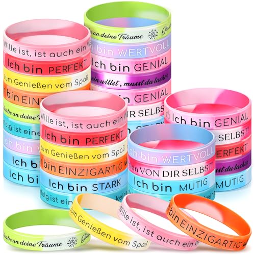 Harrycle 36 Stück Motivationsarmbänder Kinder Silikon Armbänder mit Inspirierenden Sprüchen Mutmacher Geschenk Motivierende Gummiarmbänder Party Mitgebsel für Teenager Kollegen Mitarbeiter Erwachsene von Harrycle