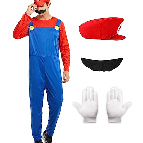 Harsever Kostüm für Kinder Erwachsene Kostüm Set mit Hut Handschuhe Bart für Karneval Halloween Cosplay (Erwachsener Rot, L) von Harsever