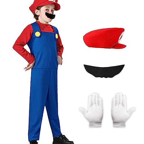 Harsever Kostüm für Kinder Erwachsene Kostüm Set mit Hut Handschuhe Bart für Karneval Halloween Cosplay (Kinder Rot, XL) von Harsever