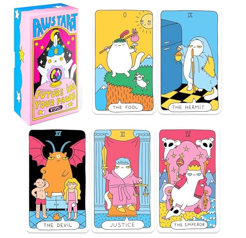 Katze Tarot Karten, 78 Karten Katze Tarots Deck, einzigartige Tarotkarten für Katzenliebhaber und Tarot-Enthusiasten, Niedliche Tarotkarten für Anfänger Katze Tarot Karten, 78 Karten Katze Tarots Deck, einzigartige Tarotkarten für Katzenliebhaber und Tarot-Enthusiasten, Niedliche Tarotkarten für Anfänger von Harxin