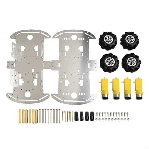 Hasaller DIY Auto Kit für Mecanum Wheel Car Kits 4WD Smart Robot mit Metallgehäuse TT-Motor omnidirektional für Bewegung Werkzeug für Raspberry Pi für Arduino von Hasaller