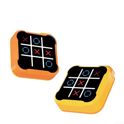 Hasaller Spielkonsole, 2 Stück, Brettspielkonsole, Tic-Tac-Toe, Bolzen, Spielkonsole, 3-in-1, Hand-Puzzle-Spielkonsole, tragbare Reise-Spielkonsole, elektronische Zehenbolzen, Spielkonsole (gelb + von Hasaller