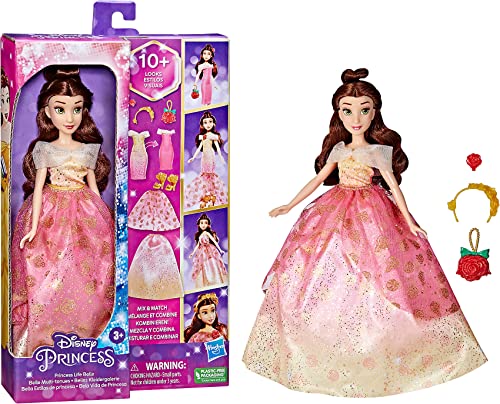 Hasbro Disney Prinzessinnen Belles Kleidergalerie Modepuppe, 10 Outfit-Kombinationen, Spielzeug für Kinder ab 3 Jahren, Multi, F4625 von Hasbro Disney Prinzessin