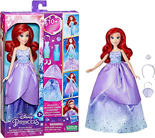 Disney Prinzessin Arielles Kleidergalerie Modepuppe, 10 Outfit-Kombinationen, Spielzeug für Kinder ab 3 Jahren von Hasbro Disney Prinzessin