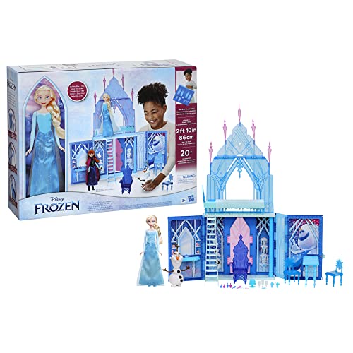 Disney Frozen F28285S1 Frozen Hasbro Il Palazzo Ghiaccio richiudibile Con bambole di ELSA e Olaf, Castello giocattolo pieghevole, per bambine e Bambini dai 3 anni in su, Multicolour, One Size von Disney