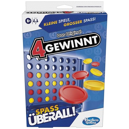 4 Gewinnt, kompaktes und tragbares Spiel für 2 Spieler, das Original in der praktischen Version für unterwegs, kleines Geschenk zu für Kinder und Erwachsene von Hasbro Gaming