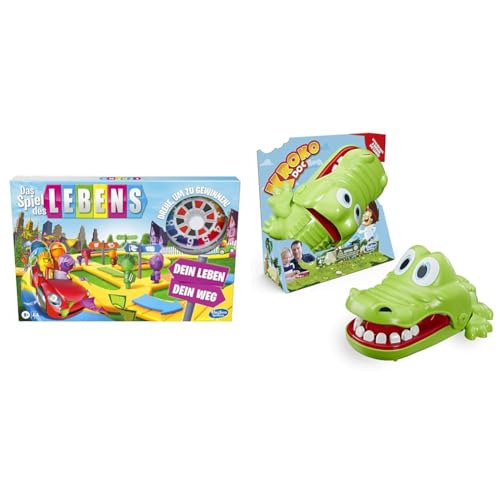 Hasbro Das Spiel des Lebens, Brettspiel für die ganze Familie für 2 – 4 Spieler, für Kinder ab 8 Jahren, enthält Bunte Stifte & Play-Doh Hasbro E4898100 Kroko Doc, Spiel für Kinder ab 4 Jahren von Hasbro Gaming