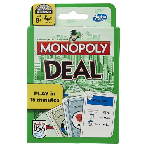 Hasbro Gaming B0965 Monopoly Deal Card Game Kartenspiel, Weiß, Mehrfarbig, 5 1/2" H von Hasbro Gaming