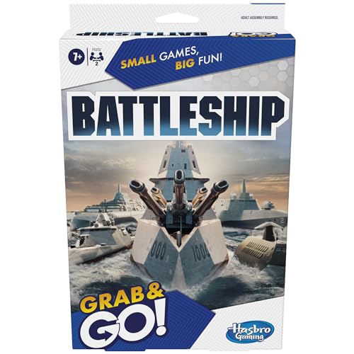 Hasbro Gaming Battleship Grab and Go Spiel, tragbares Spiel für 2 Spieler, Reisespiel für Kinder von Hasbro Gaming
