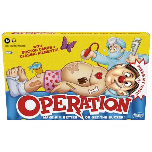 Hasbro Gaming Classic Operation Game, Electronic Board Game with Cards, Indoor Game for Kids Ages 6 and Up von Hasbro Gaming