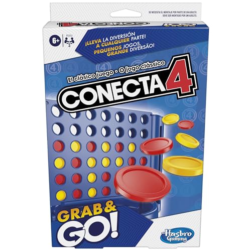 Hasbro Gaming Connect 4 Grab and Go, tragbares Spiel für 2 Spieler, klassisches Kinderspiel für Reisen, Spiele mit Familie und Freunden, von Hasbro Gaming