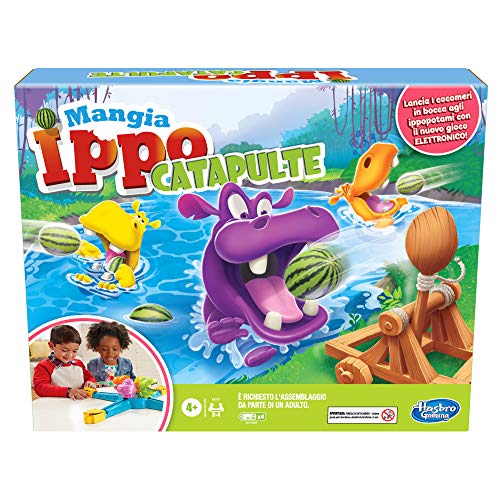 Hasbro Gaming E9707 Gaming Mangia Ippo Katapulte für Kinder ab 4 Jahren, elektronisches Vorschulbox, für 2 bis 4 Spieler, Multi von Hasbro Gaming