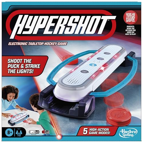 Hasbro Gaming Hypershot Elektronisches Tischhockey-Spiel, 5 Spiele in 1, Musik, Lichter und Geräusche, ab 8 Jahren, für 1 bis 2 Spieler, Brettspiele für Kinder von Hasbro Gaming