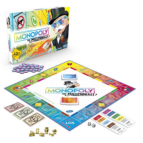 Hasbro Gaming Monopoly E4989100 Monopoly Millennials Partyspiel, deutsche Sprachvariante, Multicolor von Hasbro Gaming