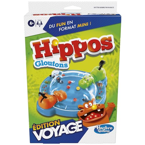 hasbro gaming Hippos Gallery Reiseausgabe, tragbares Spiel für 2 Spieler, Reisespiel für Kinder, inkl. 2 Nilpferde von Hasbro Gaming