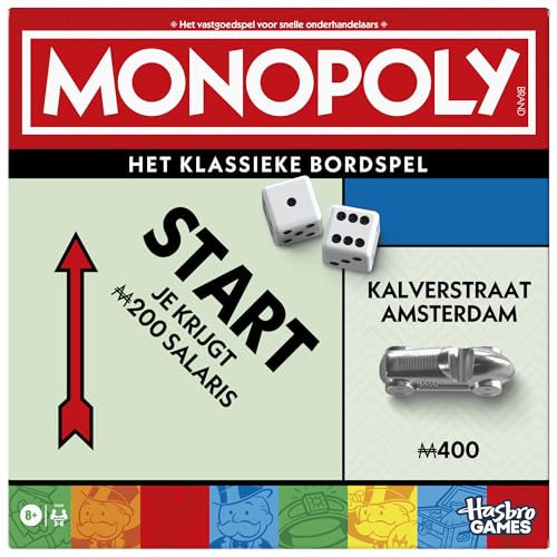 Monopoly Brettspiel mit Aufbewahrungsbox und Spielsteinen groß - Niederländische Version von Hasbro Gaming