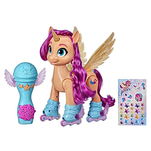 My Little Pony: A New Generation Sunny Starscout Rollers, 22,5 cm großes Spielzeug mit 50 Reaktionsleuchten, französische Version, mehrfarbig von My Little Pony