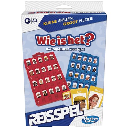 Wer ist das? Reiseausgabe, klassisches Ratespiel, Tragbares Spiel für 2 Spieler, Reisespiel für Kinder (niederländische Version) von Hasbro Gaming