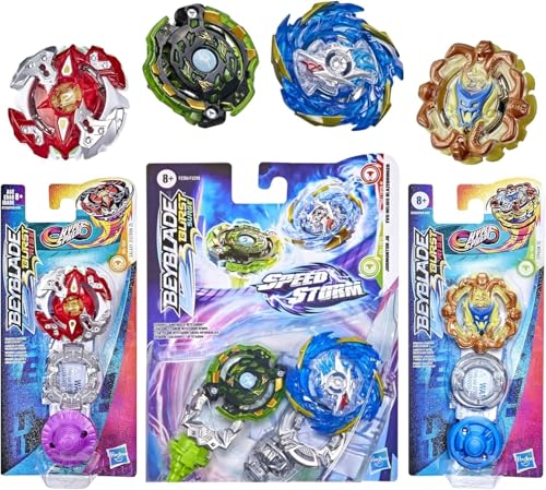 Battling Tops Bey-Blade 3er Set - Burst Rise Galaxy Zeutron Z5, Hypersphere Typhon T5, Burst Speedstorm Evo Helios Blazebringer & Jormuntor J6 von Hasbro