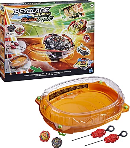 Beyblade Burst QuadDrive Cosmic Vector Battle Set − Beystadium-Arena, 2 Kreisel und 2 Starter, für Kinder ab 8 Jahren Multicolour von Hasbro