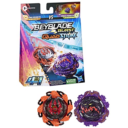 Beyblade Burst QuadStrike Dual Pack 2 x Wettkampfkreisel Ambush Nyddhog N8 und Chain Poseidon P8 von Hasbro