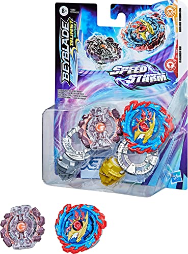 Beyblade Burst Surge Speedstorm Mirage Helios H6 und Gaianon G6 Kreisel Doppelpack – 2 Battle Kreisel, Spielzeug für Kinder ab 8 Jahren von Hasbro